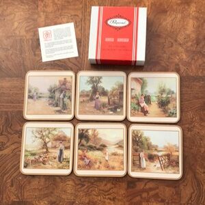 Vintage "Country Life" Pimpernel Coasters - Set of 6 - Made In England - Box Set
